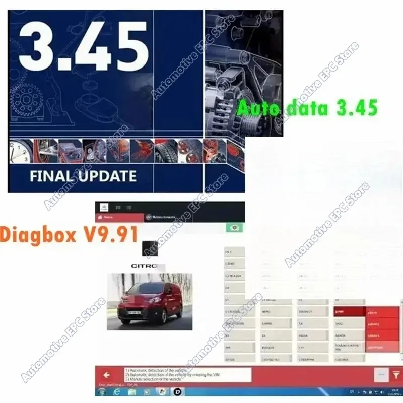 Auto data 3.45 auto repair software +Diagbox V9.91 for Lexia3 PP2000 Diagbox 9.91 Full Adapter for Lexia 3 for Citroen&Peugeot