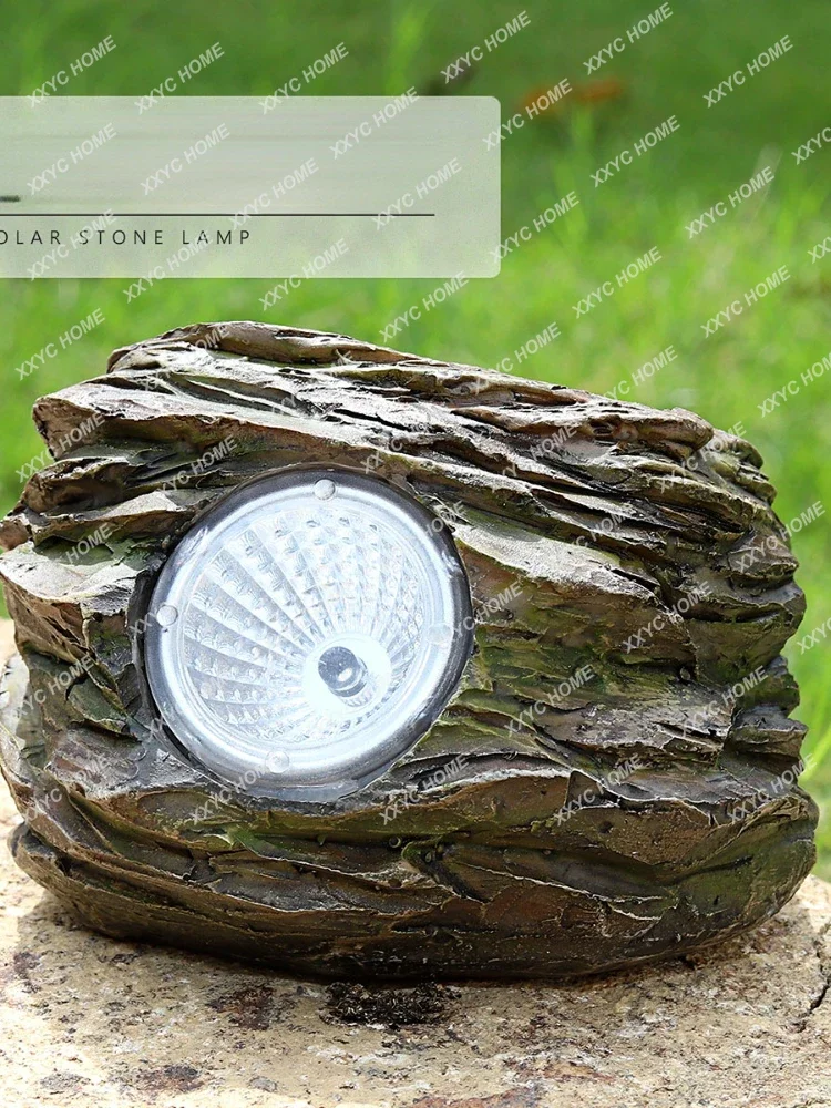 Solar Lamp Outdoor Courtyard Landscape Garden Decoration Outdoor Lawn Imitating Stone Headlight Led Waterproof Spotlight