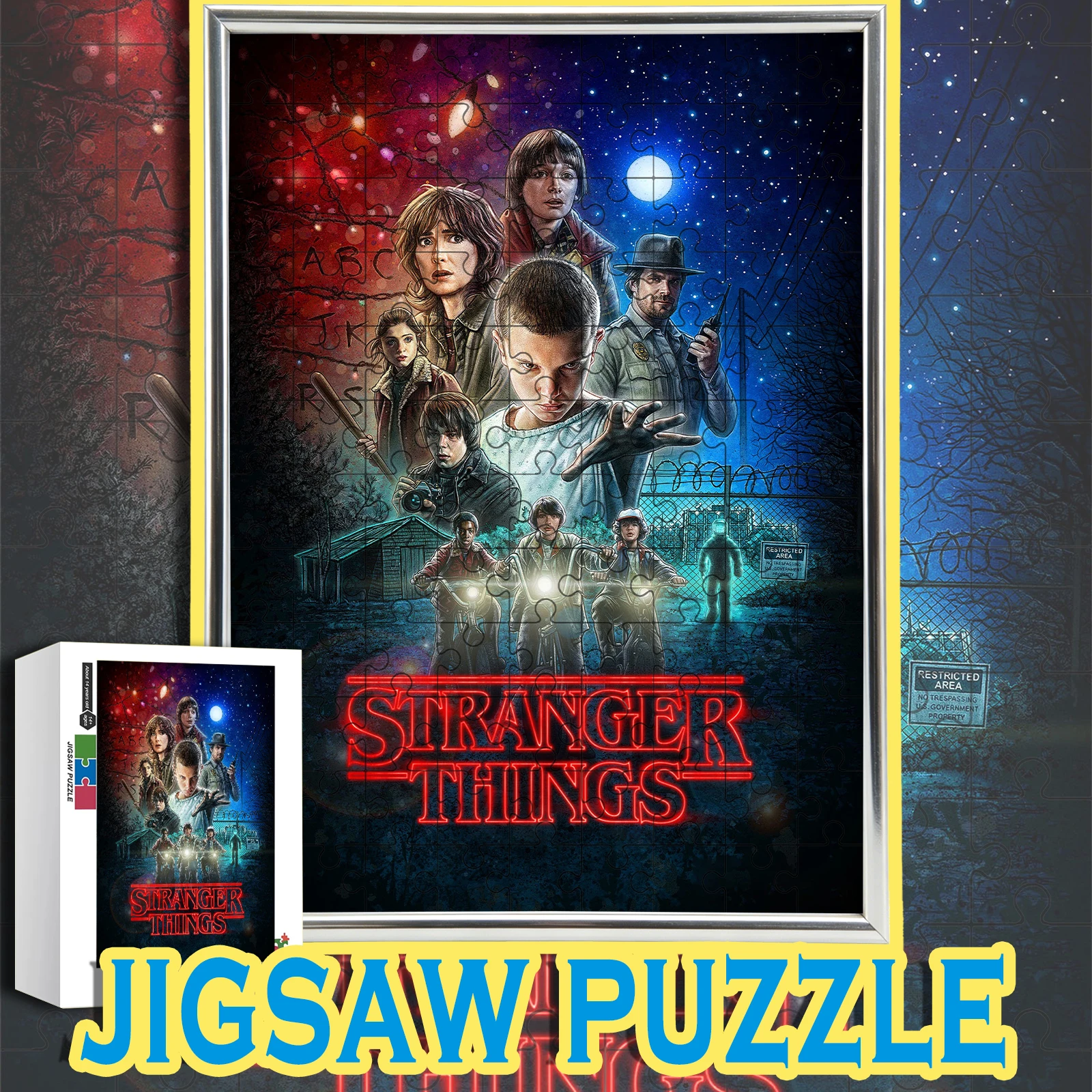 Rompecabezas con temática del póster de la película Stranger Things, 108/200/300/500/1000 piezas, juego de rompecabezas de madera para el suelo, decoración del hogar, regalo