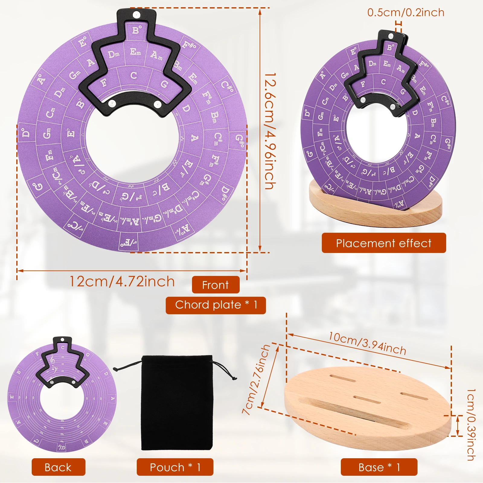 Metal Melody Tool Round Circle of Fifths Wheel Melody Chord Tool Music Theory Disc with Stand Transpose Accessories For Musician - view 2