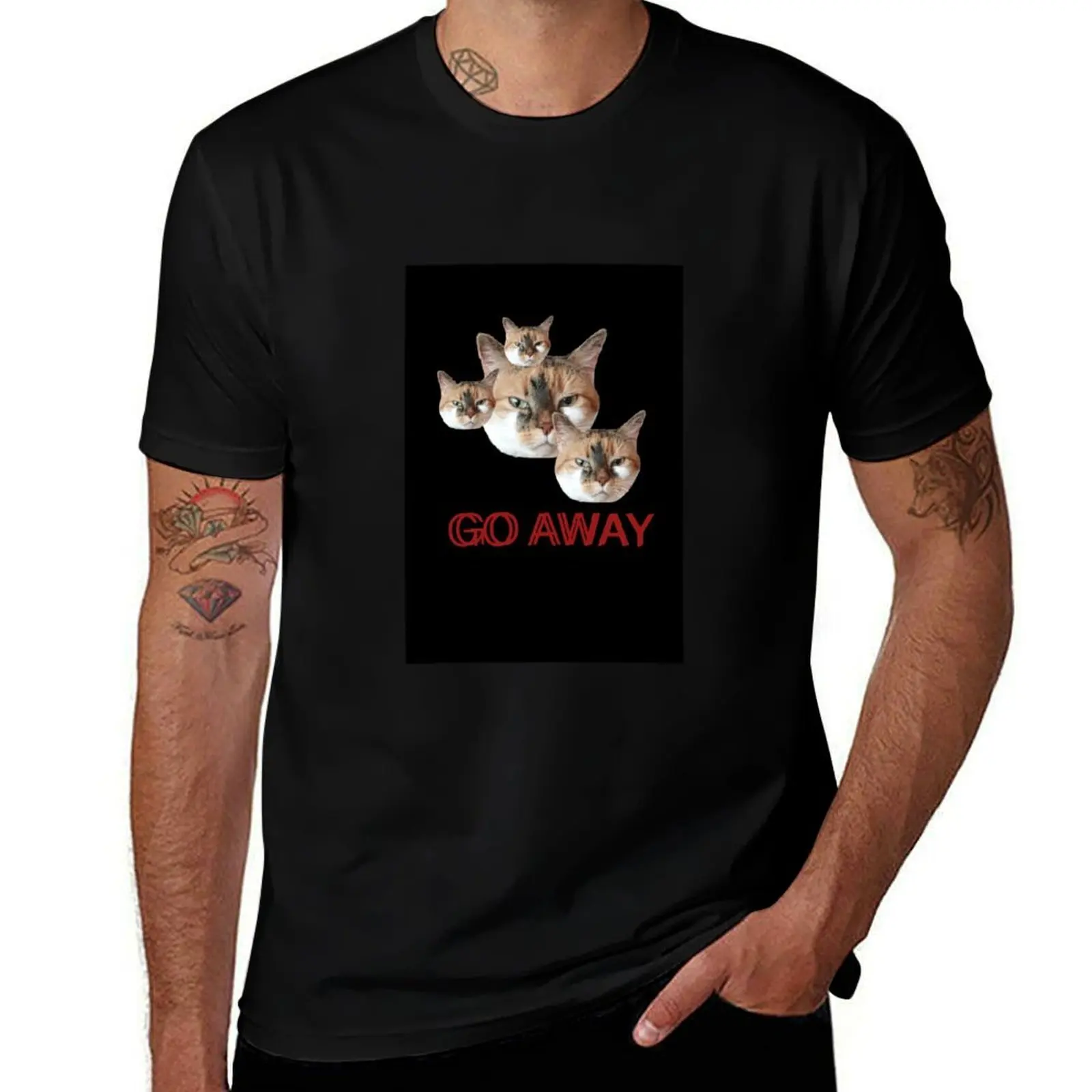 

Go away cats T-Shirt vintage anime shirt plus size tops summer top plus sizes Men's t shirts