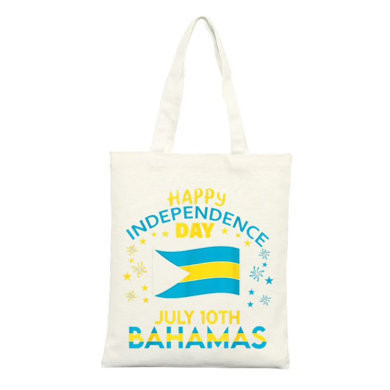Canvas Tote Bag with Flag and Letter Print, Ideal for Independence Day Celebrations and Casual Outings