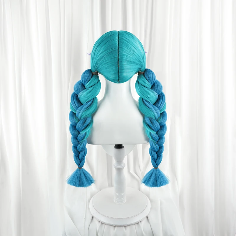 ROLECOS LOL Rain Shepherd Gwen Cosplay Wig Mixed Color Women Wigs with Braids Heat Resistant Synthetic Hair