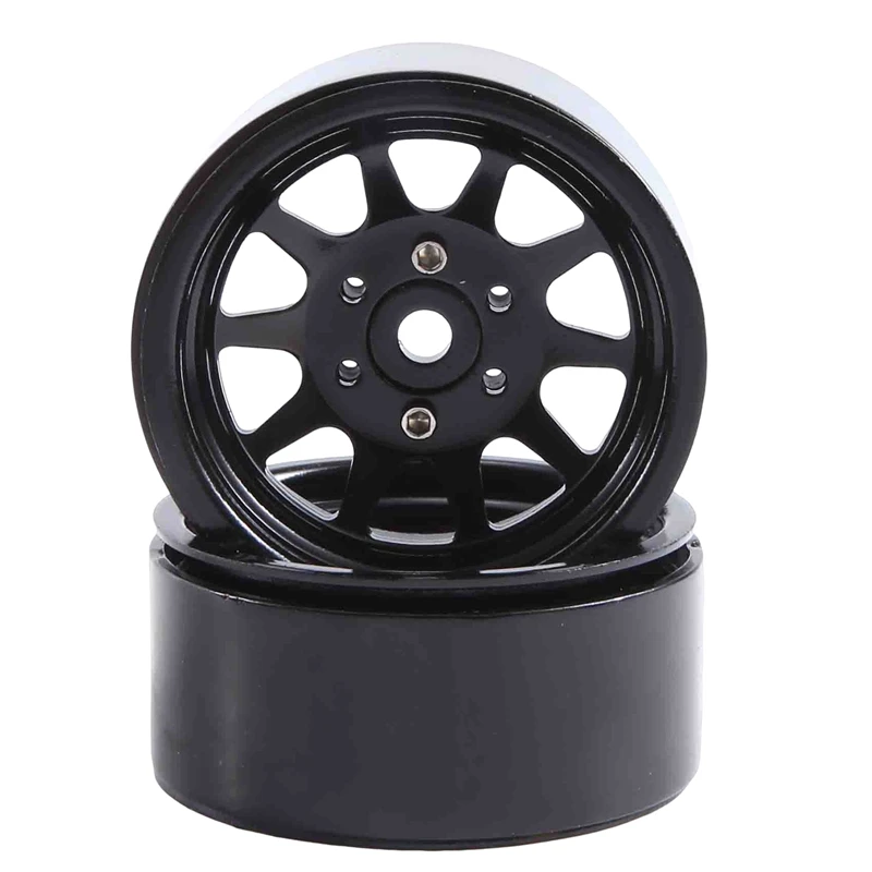 4PCS Metal Alloy 1.9 Beadlock Wheel Rims For 1:10 RC Crawler Axial SCX10 AXI03007 90046 TRX4 Redcat GEN8 Parts (Black)