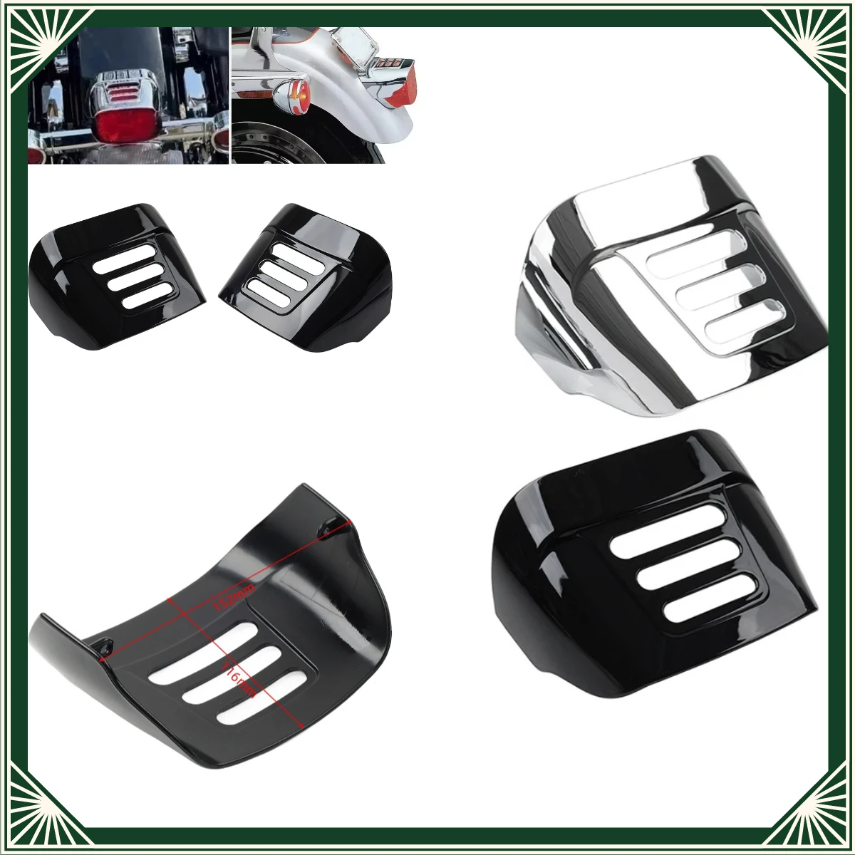Motorbike Plastic Slotted Tail Light Visor Covers Left+Right 2Pcs For Harley Tri Glide FLHTCUTG 2009-2022 FLHXXX Accessories