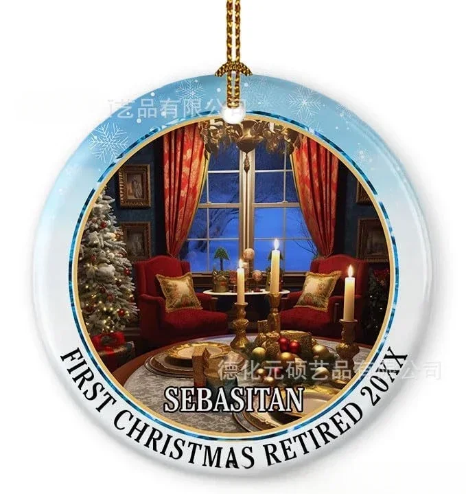 Hot sales Wholesale customizable printed on both sides ceramic sublimation blank christmas tree decoration  ornaments