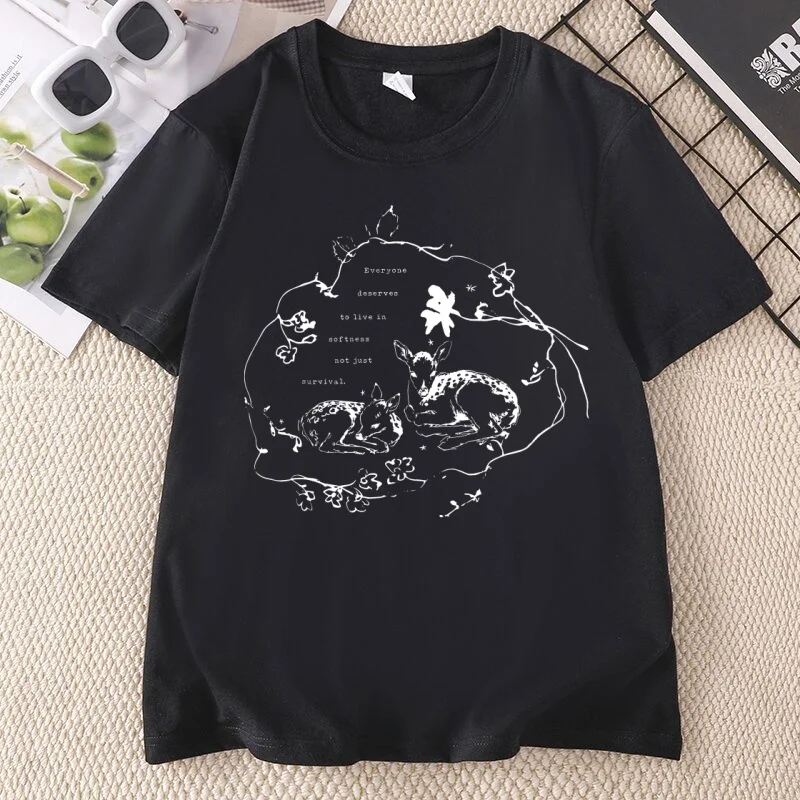 Everyone Deserves To Live in Softness Not Just Survival Graphic T Shirts Casual Short Sleeve Round Neck Tshirts Unisex