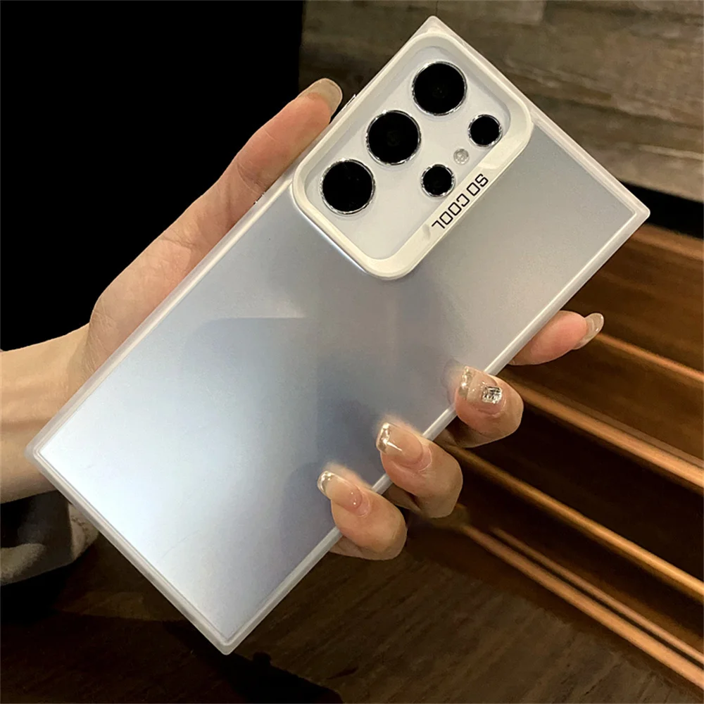 Laser Shockproof Frosted Phone Case For Samsung Galaxy Note 20 S24 Plus S23 FE S22 S21 S20 Ultra Solid Color Protective Cover