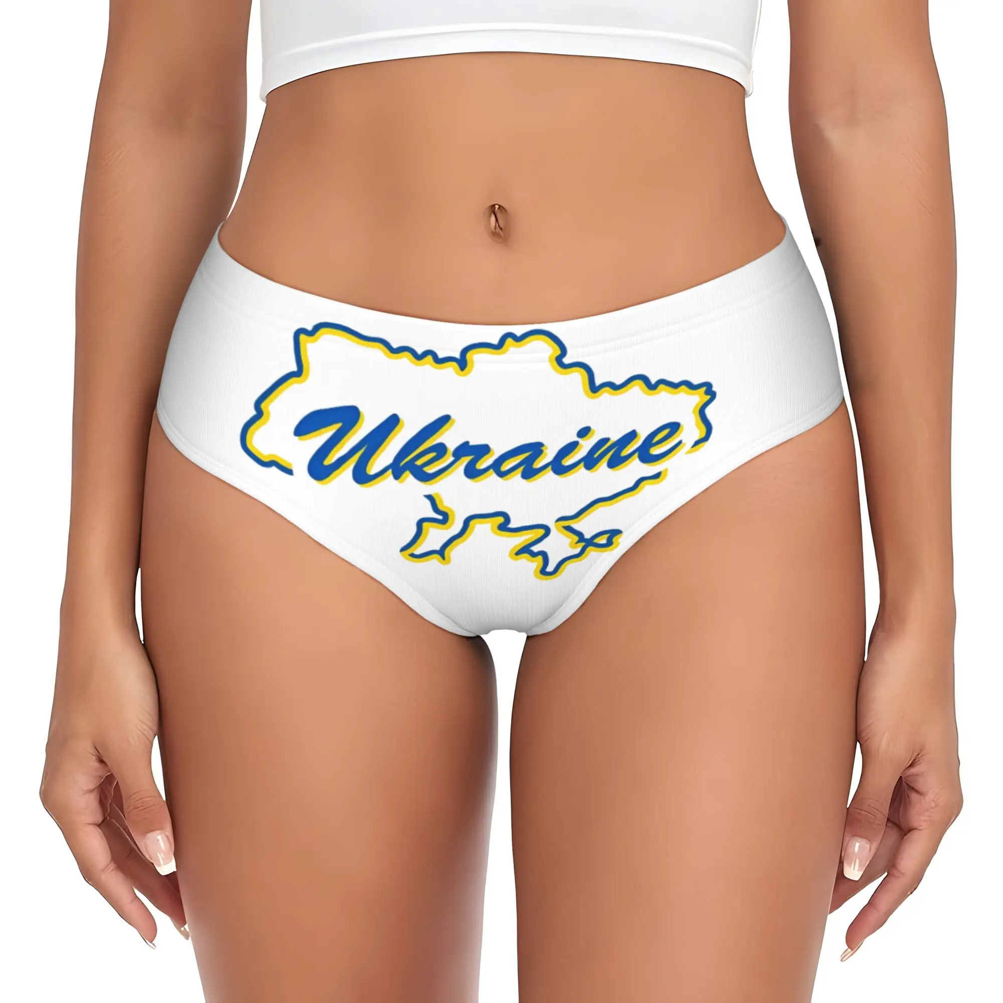 Custom Ukraine Flag Briefs Underwear Women Breathable Stretch  Panties