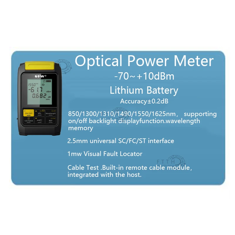 Imagem -03 - Ftth Fibra Óptica Tool Kit Medidor de Energia Óptica Visual Fault Locator Skl6c Fibra Cutelo70+ 10dbm Ofw 10mw