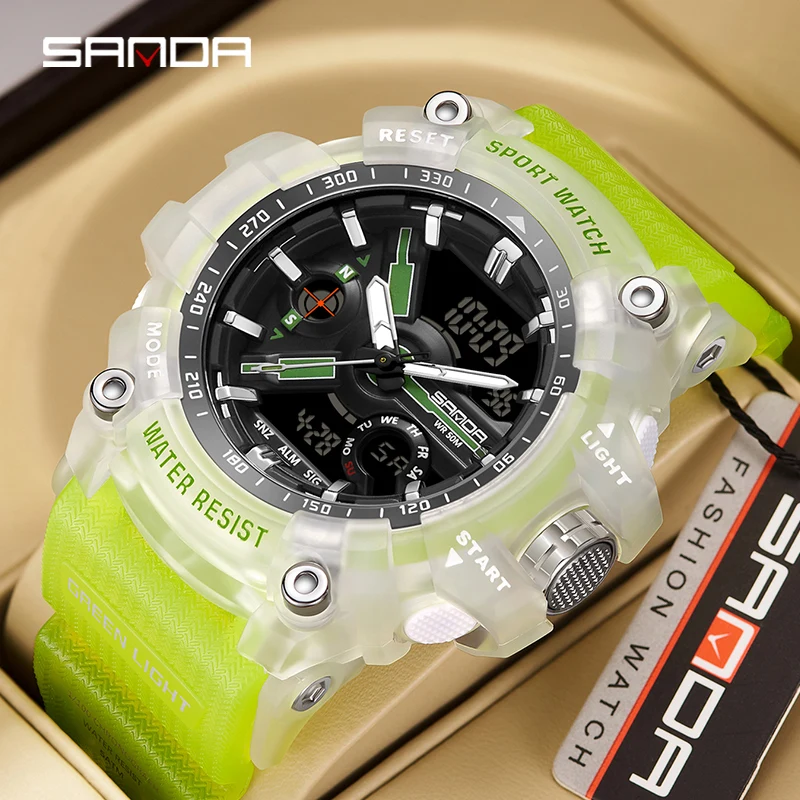 

Sanda 3179 New Electronic Watch Waterproof Fashion Trend Black Technology Multi functional Men's Watch