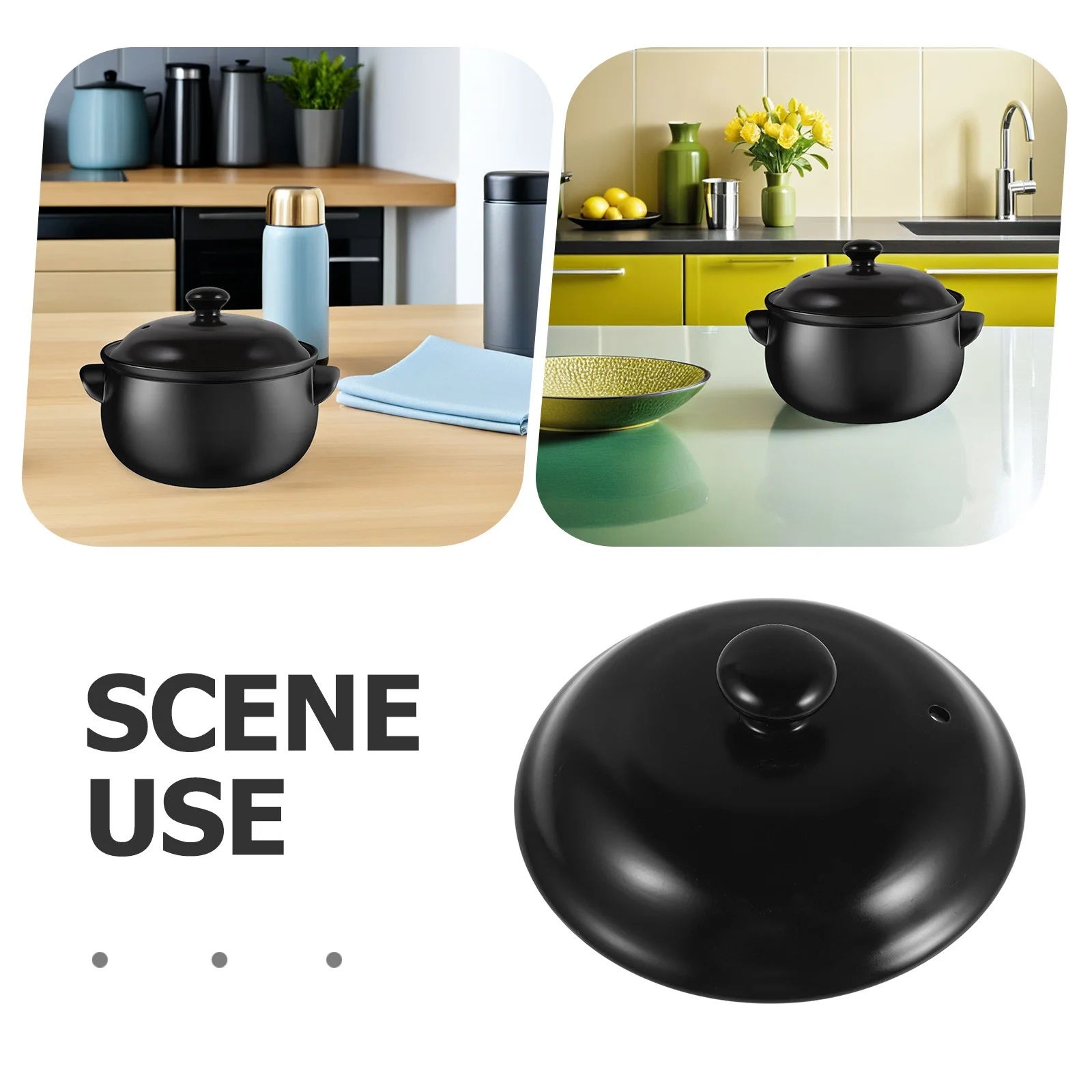 19.5cm Ceramic Pot Lid Replacement Heatresistant for Soup Stew Pot Home Cooking Optimal Heat Retention Easy Cleaning