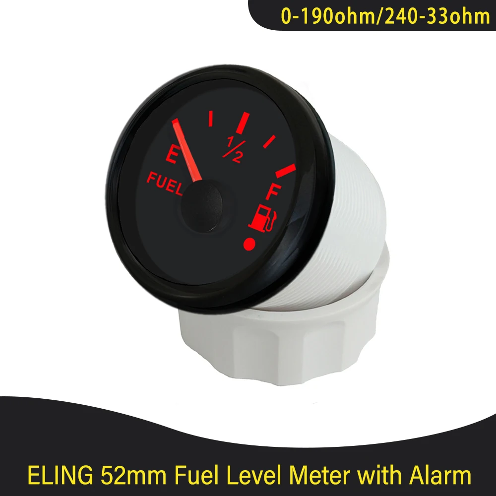 Cars Marine 52mm Fuel Level Gauge Meter 0-190ohm 240-33ohm with Red Backlight and Alarm for Ships Motorcycle Universal 12V 24V - view 6