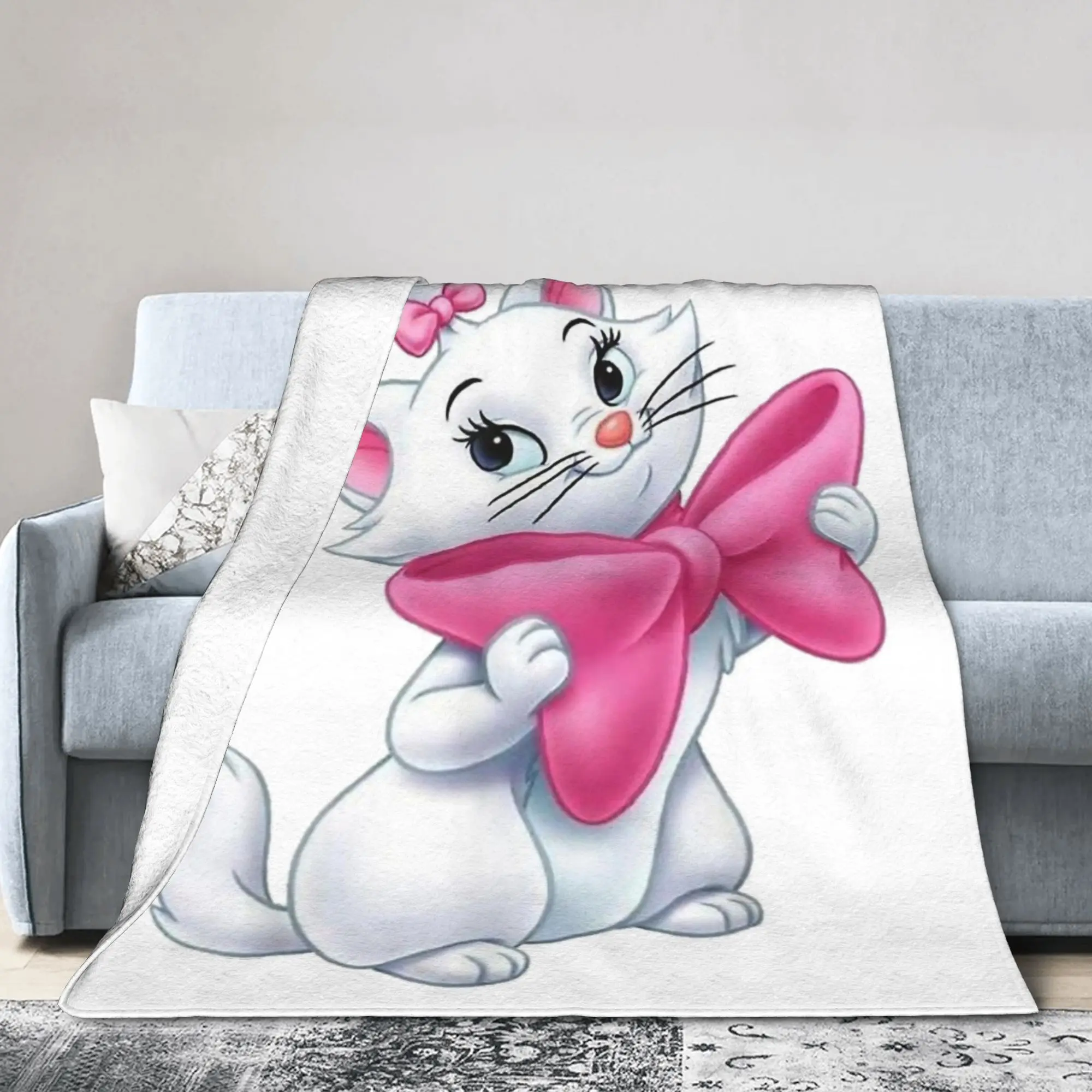 Marie Cat   Cartoon Cat Wool Blanket Customized Throw Blanket for Bed Sofa Couch 150*125cm Quilt,