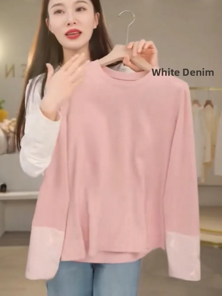 تي شيرت طويل مطرز من Ele Crew Ne Base irt خفيف الوزن بتصميم صيني ثقيل من Workmanip