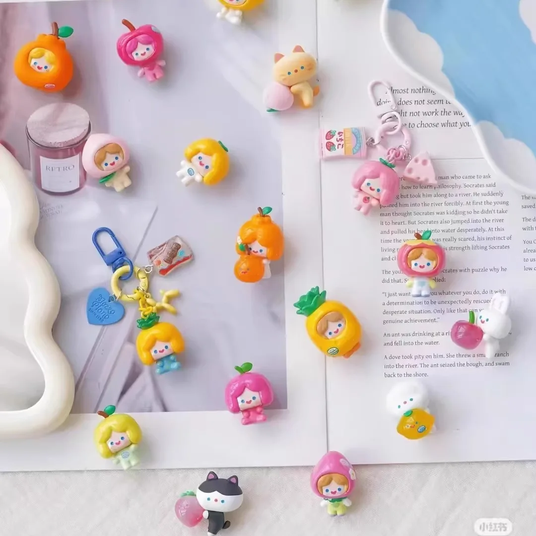 

Rico Happy Friends Blind Box Figurine Trendy Toy Room Decoration Original Cell In The Fruit Basket Series Collectible