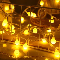 Outdoor LED Ball Fairy String Lights, USB, bateria, impermeável, lâmpada para guirlanda, casamento, feriado, feriado, quarto, decoração de Natal