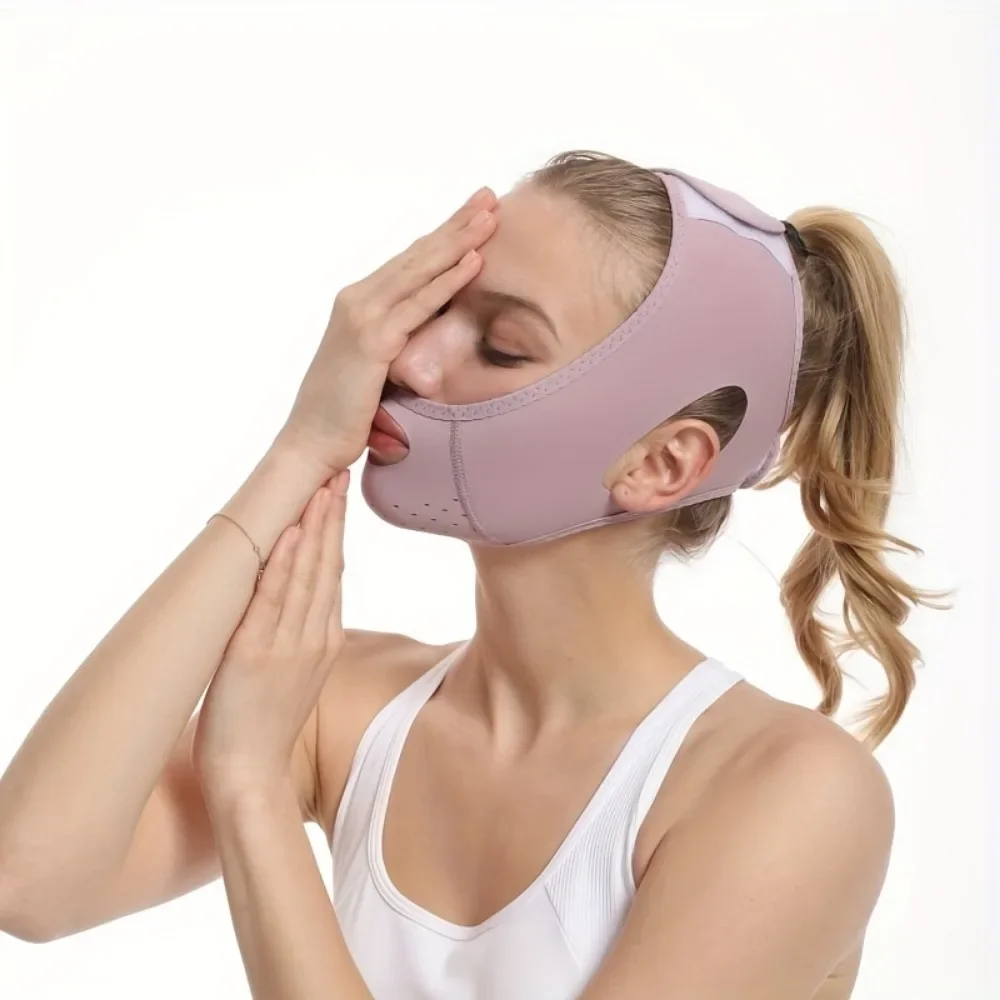 Faixa de emagrecimento facial respirável para mulheres, linha v, modelador de queixo, bochecha, cinto anti-rugas, cinta de massagem facial, cuidados com a pele