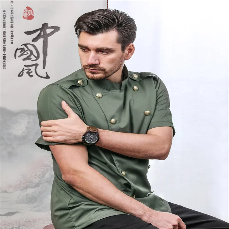 New 2023 High Quality Chef Uniforms Clothing Long&Short Sleeve Men Food Services Cooking Clothes 3-Color Uniform Chef Jackets