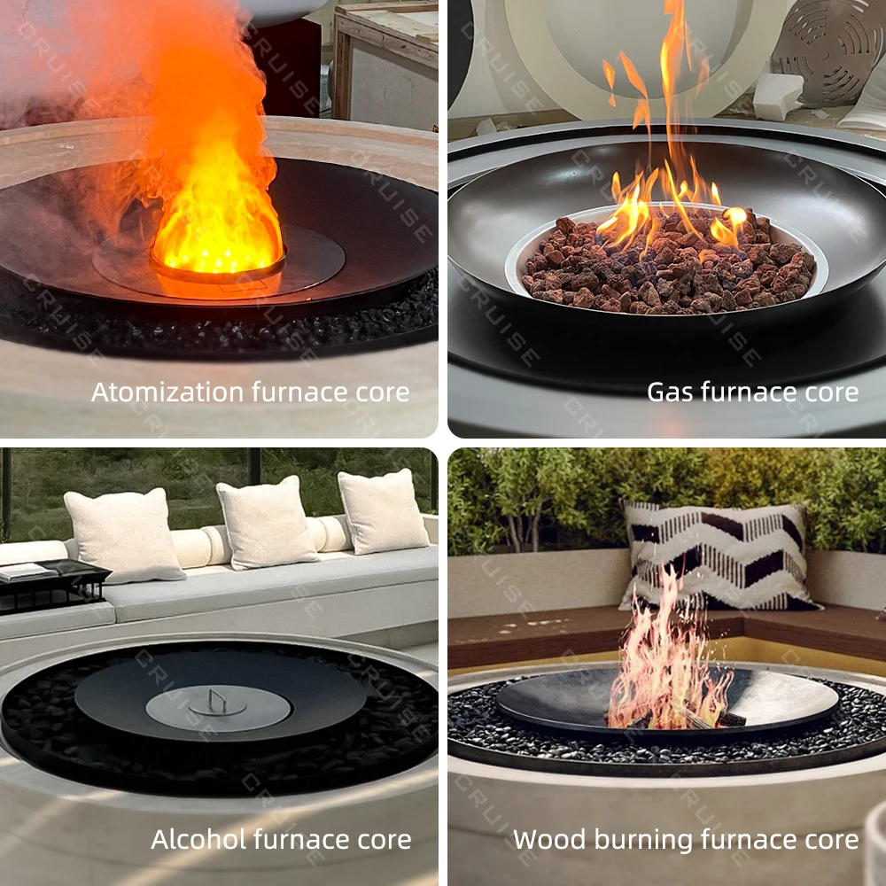 كروز الخشب/الغاز/الانحلال/الإلكترونية/موقد الكحول الأساسية مخصص 1000/1200/1500 مللي متر في الهواء الطلق قائما بذاته حفرة حريق مستديرة من الحجر الزهر #4