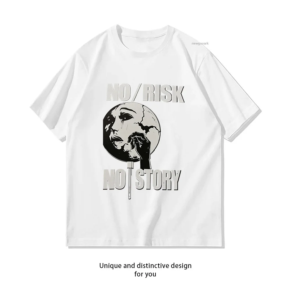 No Risk No Story T-Shirt Design  Casual Cotton Short Sleeve Tee for Men Women