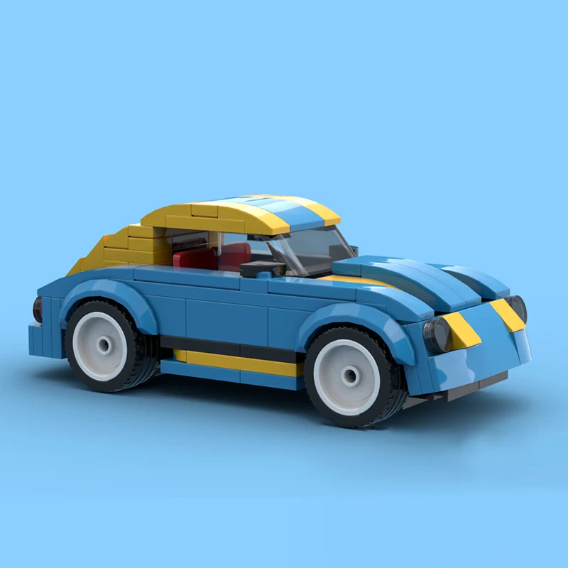 QWERT Speed Racing Car Model MOC Building Bricks Blue Compact Car Modular Technology Gifts Holiday Assemble Children Toys Suit