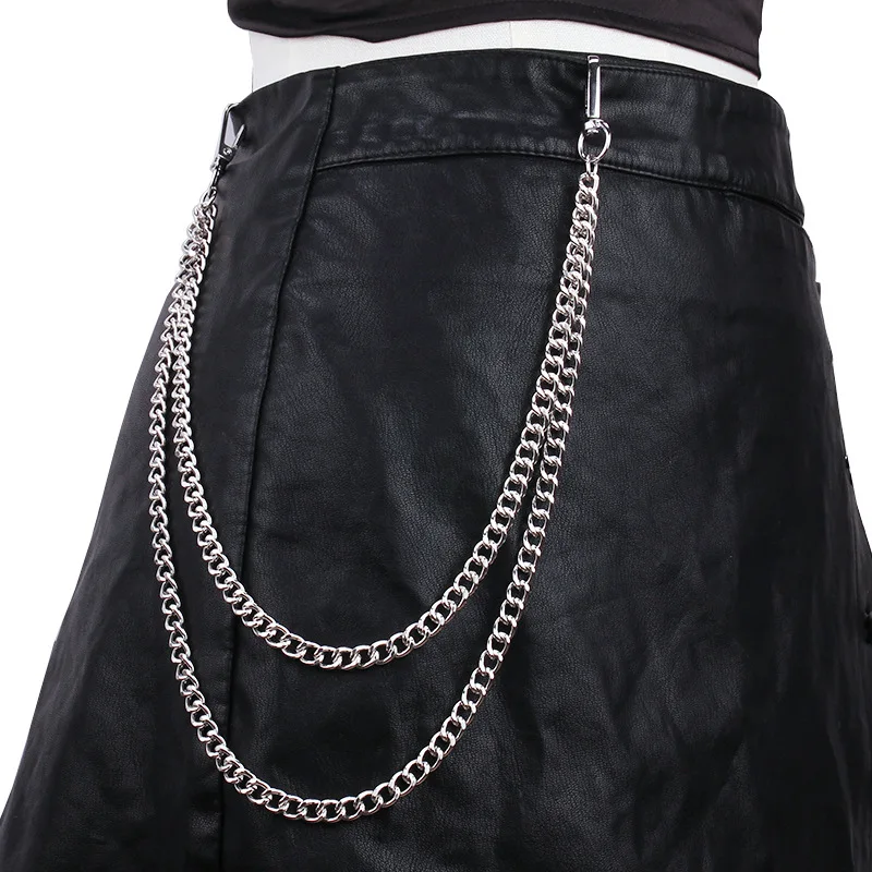 Punk Silver Color Multilayer Heart Bear Chian Pant Jean Keychain Women Fashion Rock Waist Belt Wallet Chain Accessories Jewelry