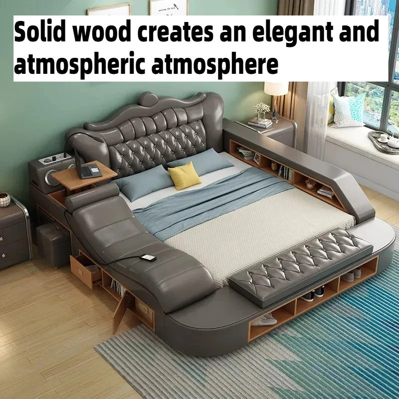 

150x200cm Full Size Double Bed Frames King Size Frame Twin Tatami Bed Home Headboard Multifunctional Massage Bedroom Furniture