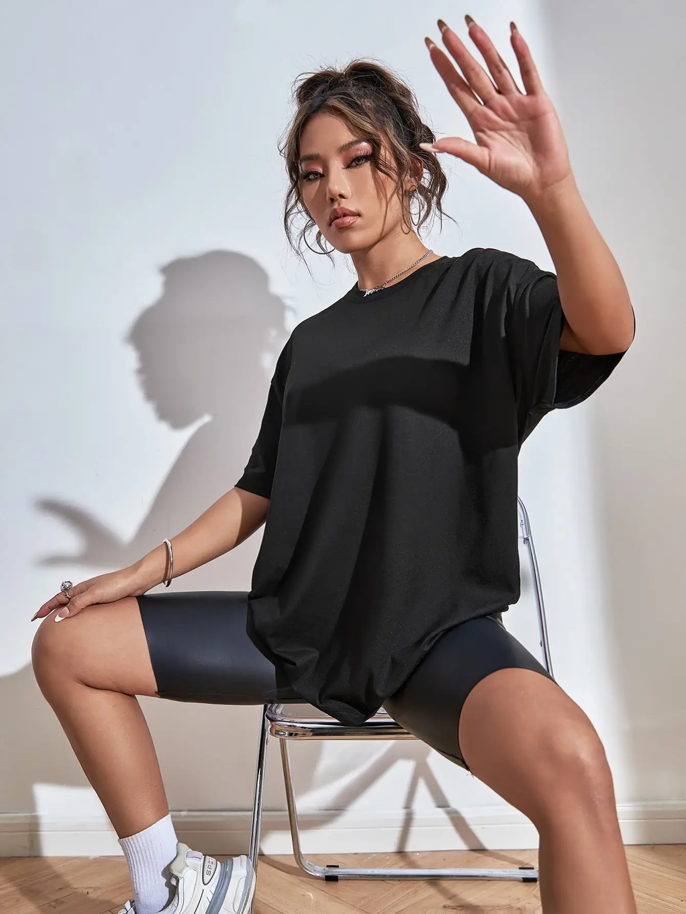 Camiseta con estampado de algodón I Said Never para mujer, camiseta de gran tamaño que combina con todo, ropa suave estética, ropa deportiva cómoda con cuello redondo