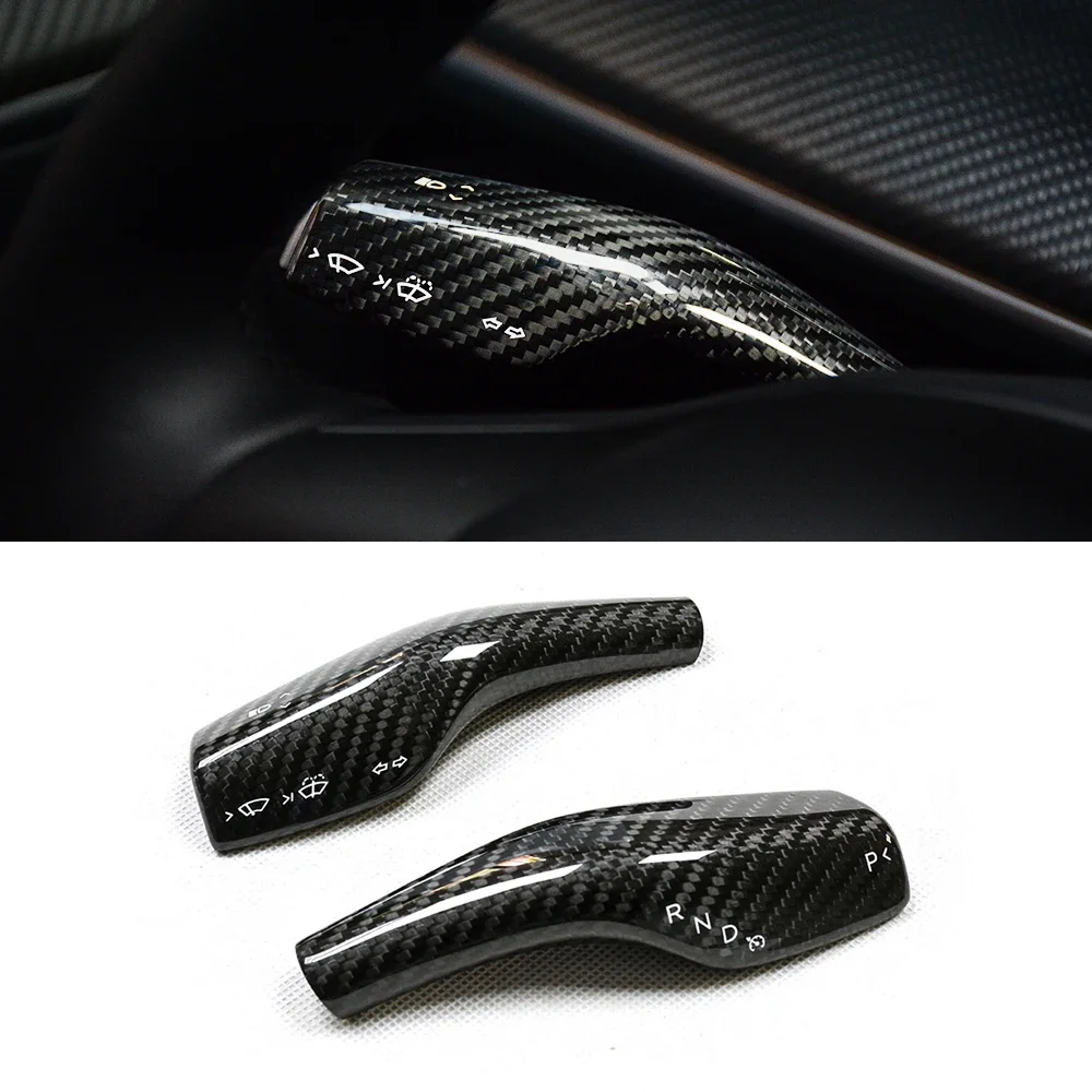 Car Steering Wheel Column Shift Knob Protection Cover For Tesla 3 Carbon Fiber Model Y Decor Interior Decorative Accessories