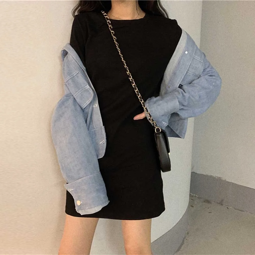 فستان تي شيرت نسائي صيفي قصير الأكمام بألوان الحلوى - فستان بوليستر متوسط الطول للارتداء الكاجوال، مقاسات من M إلى 2XL