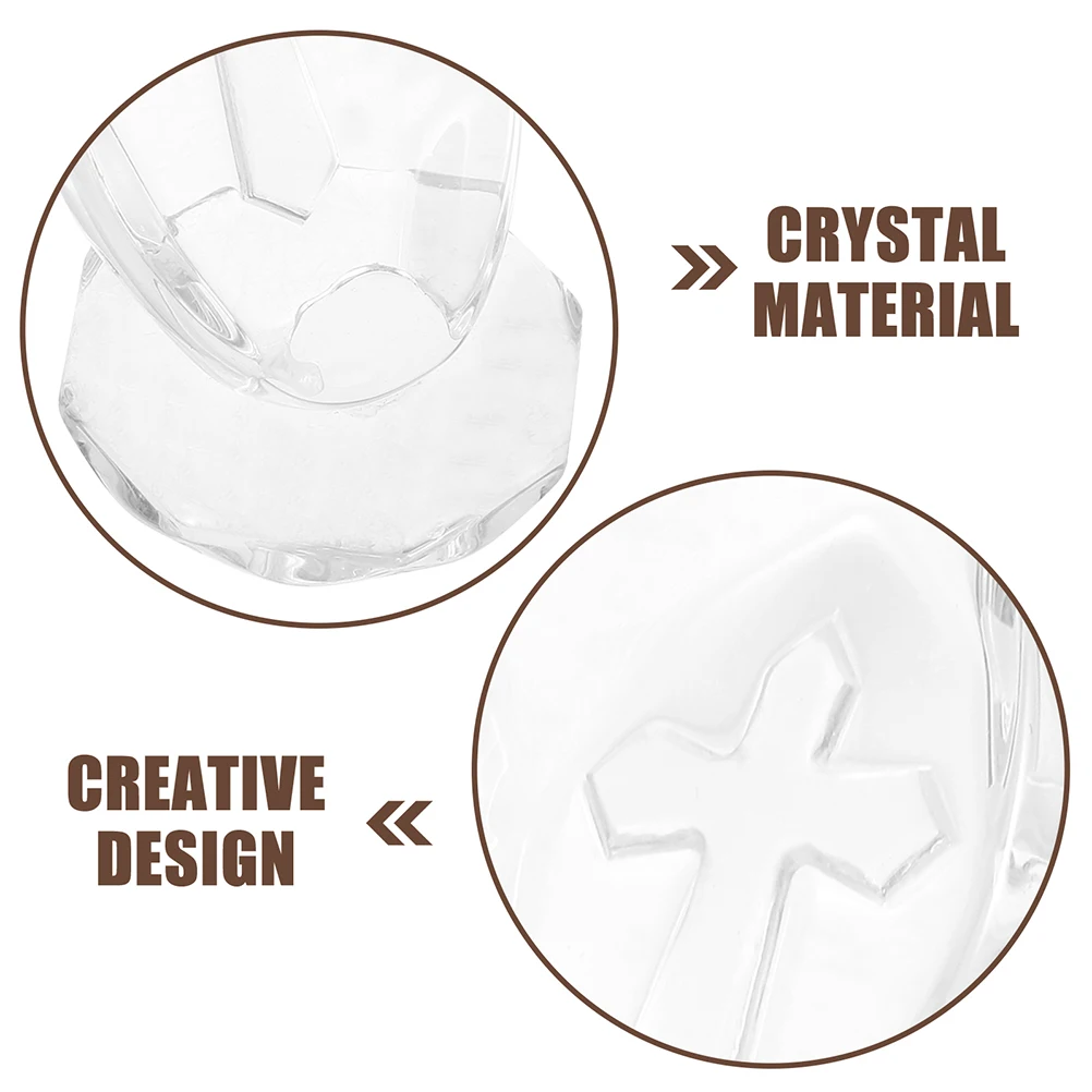 

3 Pcs Crystal Cross Ornament Tabletop Figurine Standing Desk Decoration Based Religious Craft Smooth Surface Safe Delicate