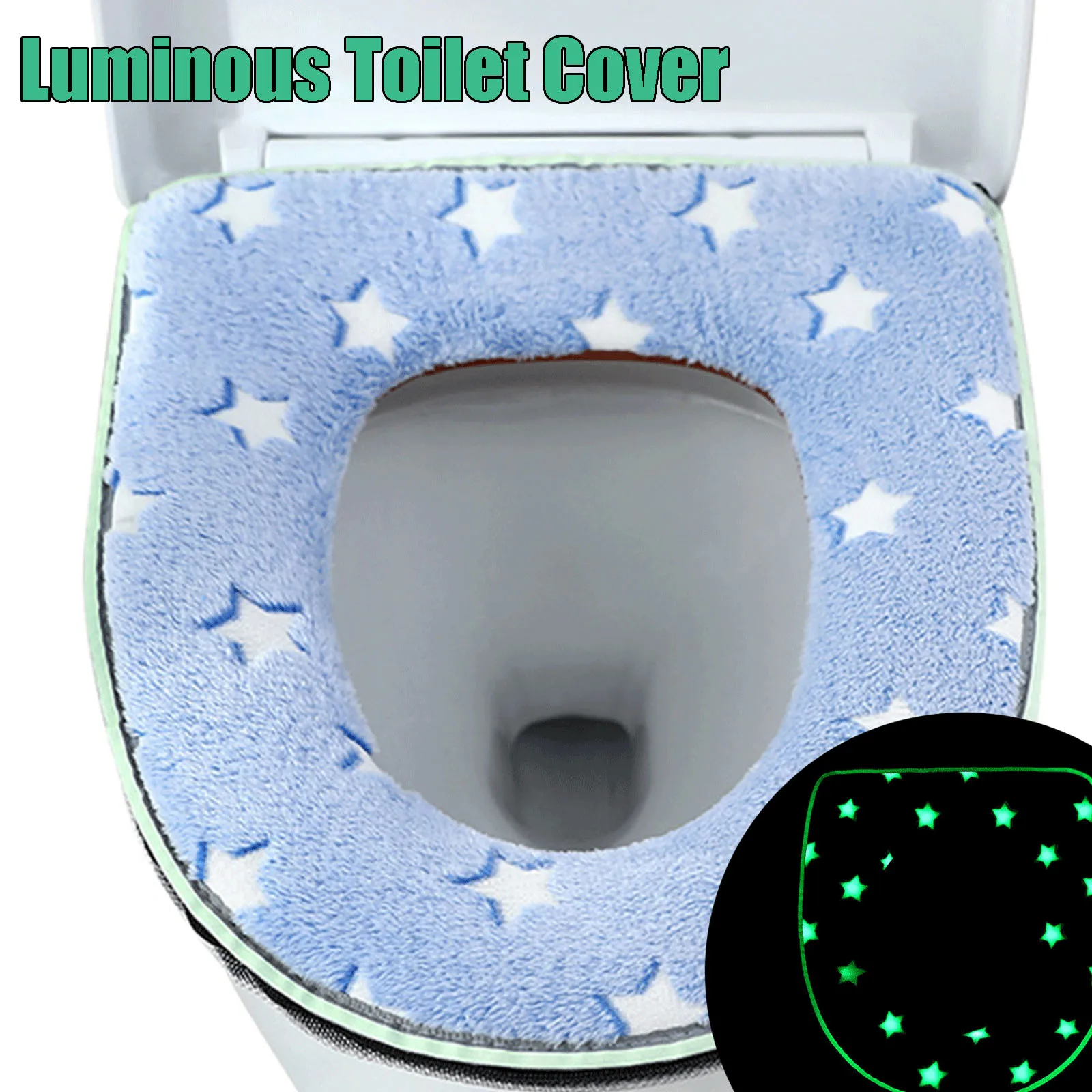 

Luminous Toilet Seat Cover Soft Warm Mat Universal Washable Removable Zipper Cover Bathroom Toilet Accessories