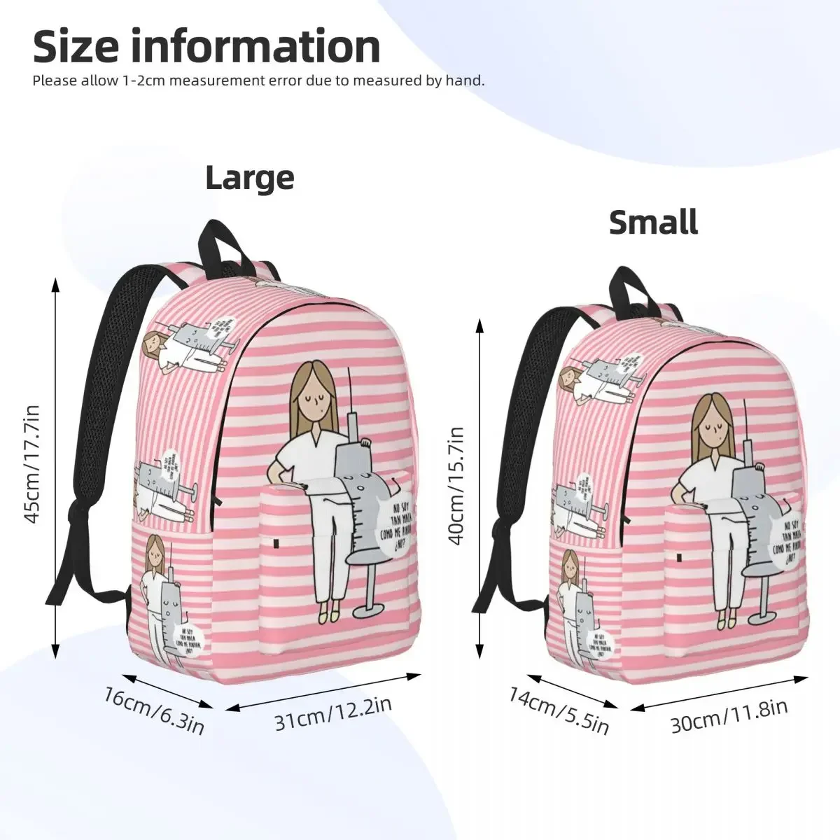 Backpack for Kindergarten Primary School Student Enfermera En Apuros Doctor Nurse Book Bags Boy Girl Kids Daypack Travel