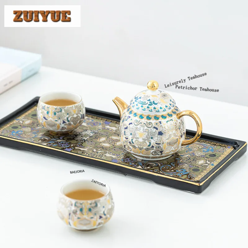 Gold Silver Taotie Tea Set Complete Set Vintage Tea Ceremony Set Household Tea Soaking Teapot And Tea Cup Set Teaset Ornaments