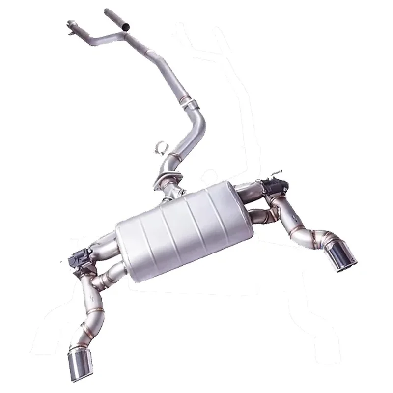 E46 Catback Exhaust System with M3 Rear Bumper 304 Stainless Steel Tips Mid Exhaust Muffler Front and Rear Pipes Matching