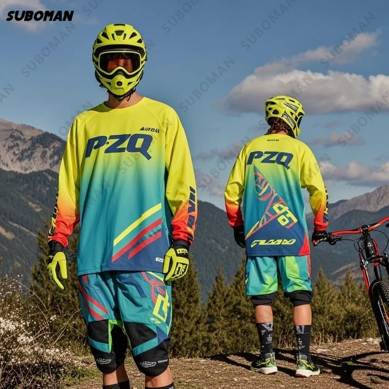 

Новый бренд PZQ, мужская велосипедная майка с длинными рукавами, дышащая, впитывающая пот и быстросохнущая футболка с длинными рукавами для езды на мотоцикле