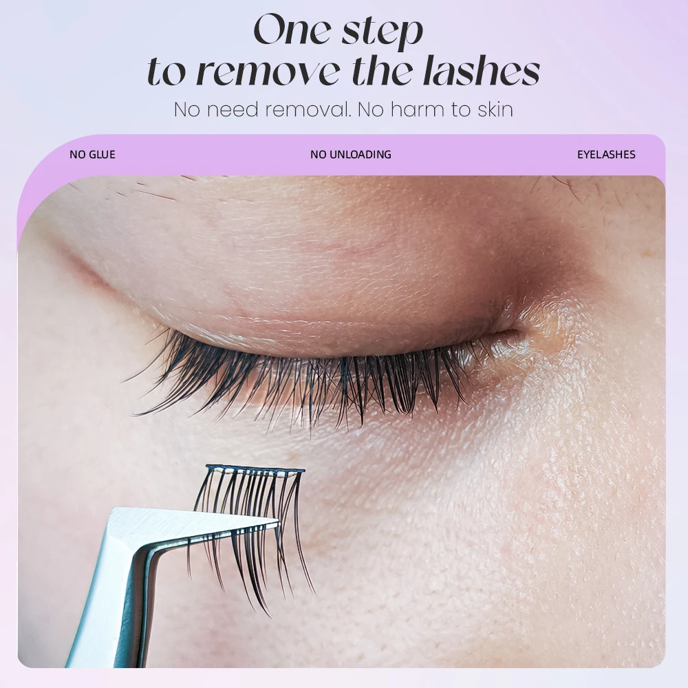 Yelix Comic Cluster Wimpers 10 Rijen Lijmvrije Valse Wimpers Enkele Cluster 9-13 MM C Krul Natuurlijke zelfklevende Valse Wimpers