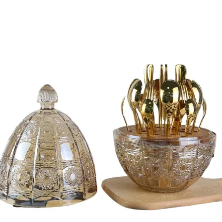 Crystal Glass Egg-Shaped Tableware Storage Rack, Western Style Home Decor Organizer for Dining Room