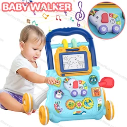 Baby Drag Walker with Wheel Kawaii Elephant Musical Toy Push Walking for Toddler Multifunction Activities Baby Toy 0-12 Months