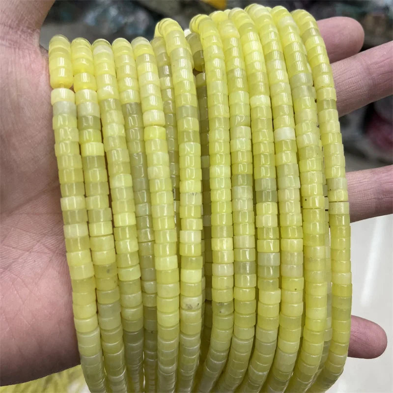 2*4mm 3*6mm Heishi Lemon Jade Gem Stone Beads Loose Spacer Earring Necklace Jewelry Bracelet DIY Gemstone