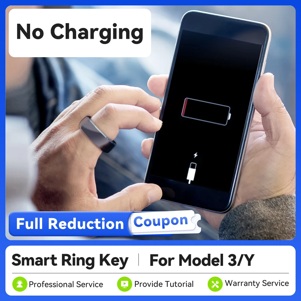 Smart Ring Ceramic Key for Tesla Model 3 Y Replacement Key Card Fob With Original Card Chip NFC 2024 New