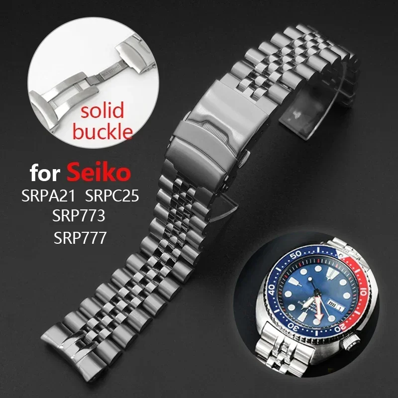 سوار معصم ذو نهاية منحنية لـ Seiko SRPA21 SRP777 SRPC25 SRP773 سوار من الفولاذ المقاوم للصدأ مشبك معدني صلب حزام الساعات لليوبيل #1