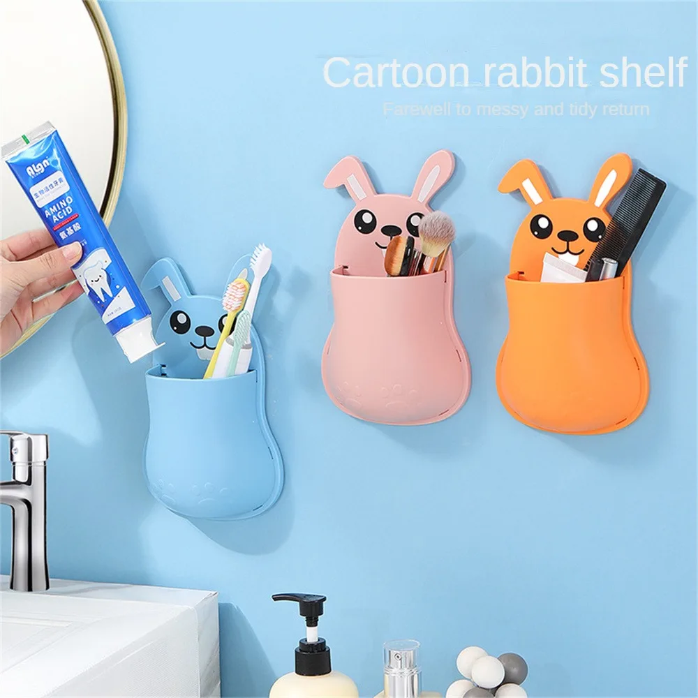 Punch-free Makeup Storage Box Wall Hanging Cartoon Rabbit Storage Rack Durable Multi-functional Use Storage Box Storage Rack