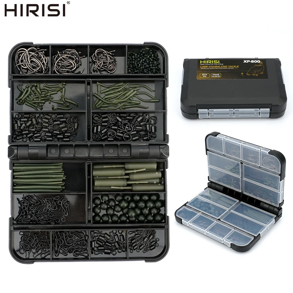 

Hirisi XP800 420Pcs Carp Fishing Tackle Kit with Carp Hooks Quick Change Swivels Anti-Tangle Sleeves Durable Terminal Tackle