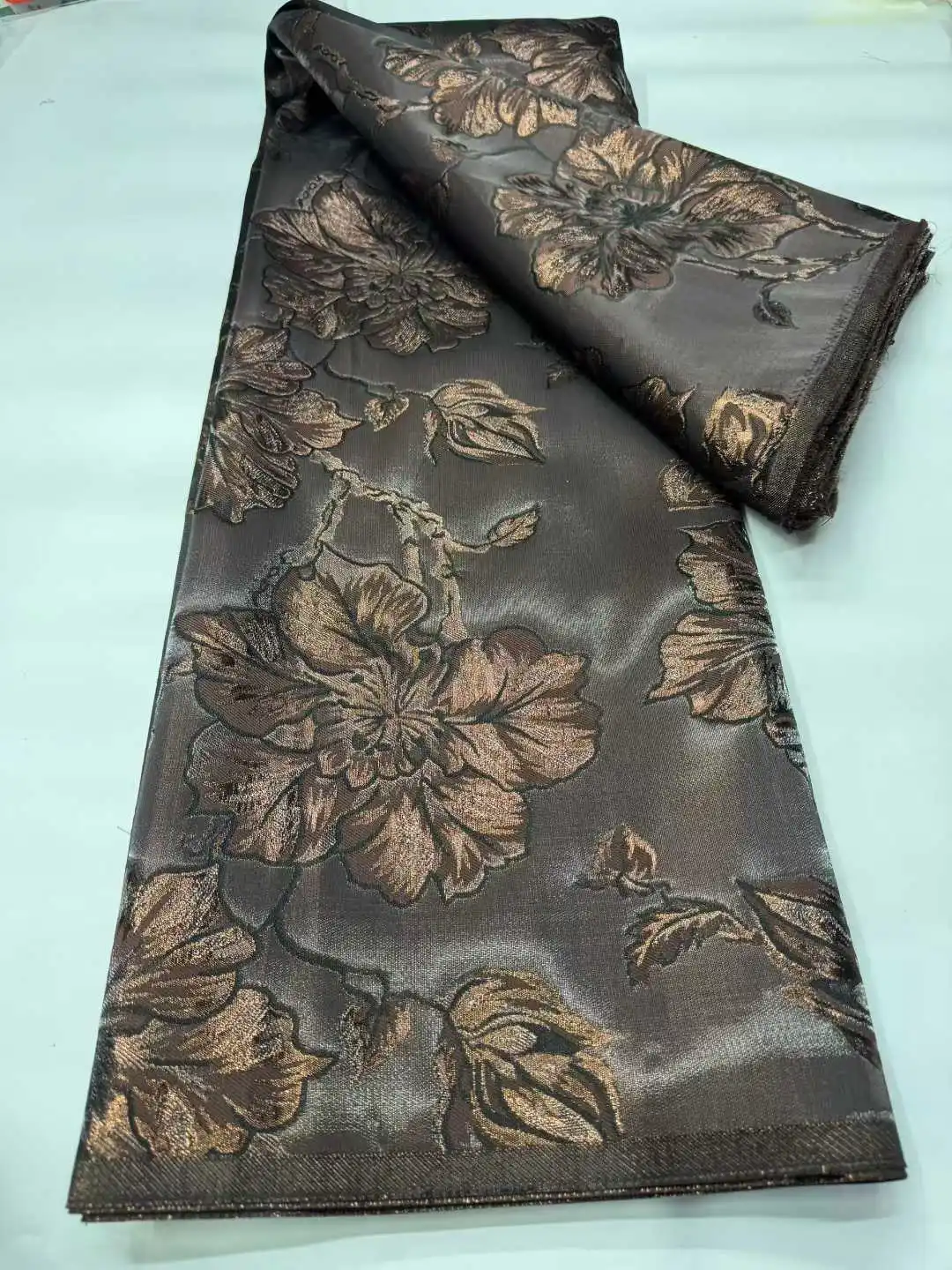 

African Jacquard Brocade Luxury Fabric High Quality Floral Organza Tulle Mesh Gilding Lace French Net Brocard Tissu 5Yard Sewing