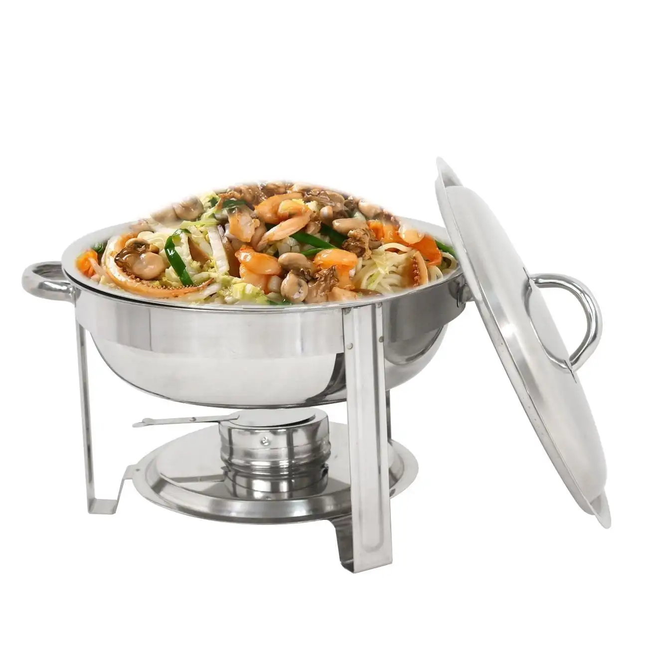 

Round Chafing Dish Chafer with Lid 5-QT, 5 Quart Stainless Steel