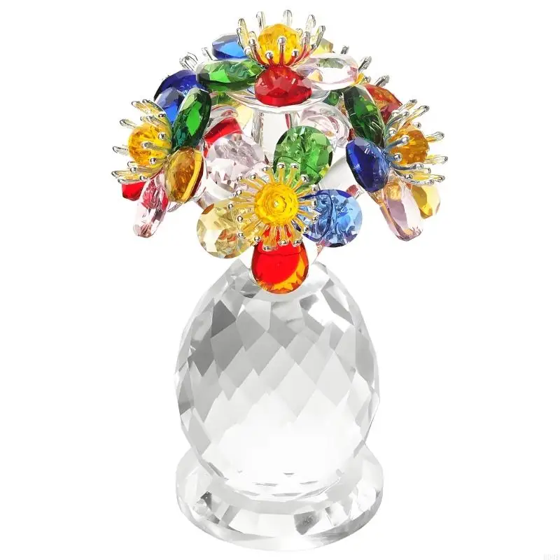 1 Stück Kristallblume mit 6 Stielen, handgefertigt, Pflanzenkreation, Muttertagsgeschenk für Wohnzimmer, Tischdekoration, B03E – Detail 8