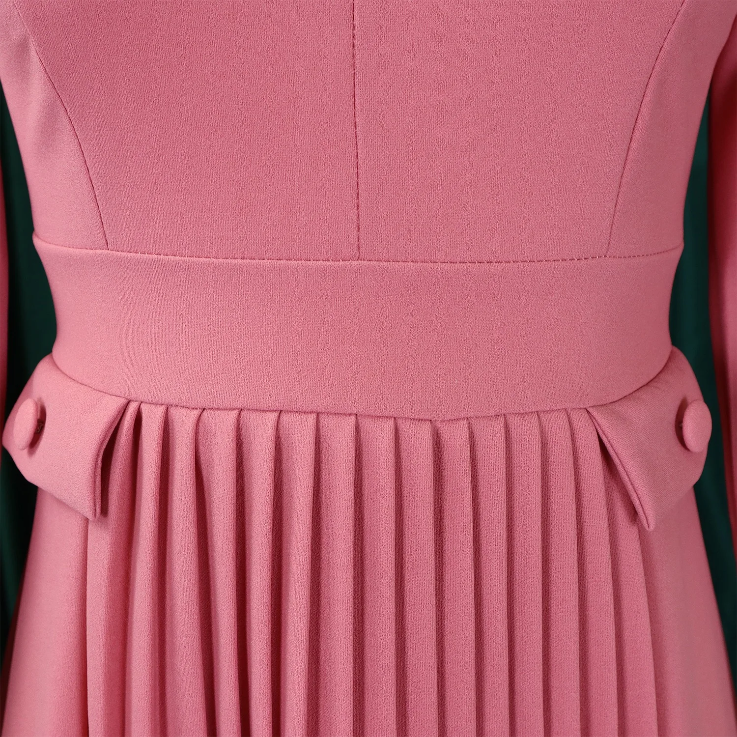 女性用プリーツミディドレス,ラウンドネック,女性用作業服,エレガントなオフィスドレス,ふくらはぎの中間,フォーマル,袖,七分袖