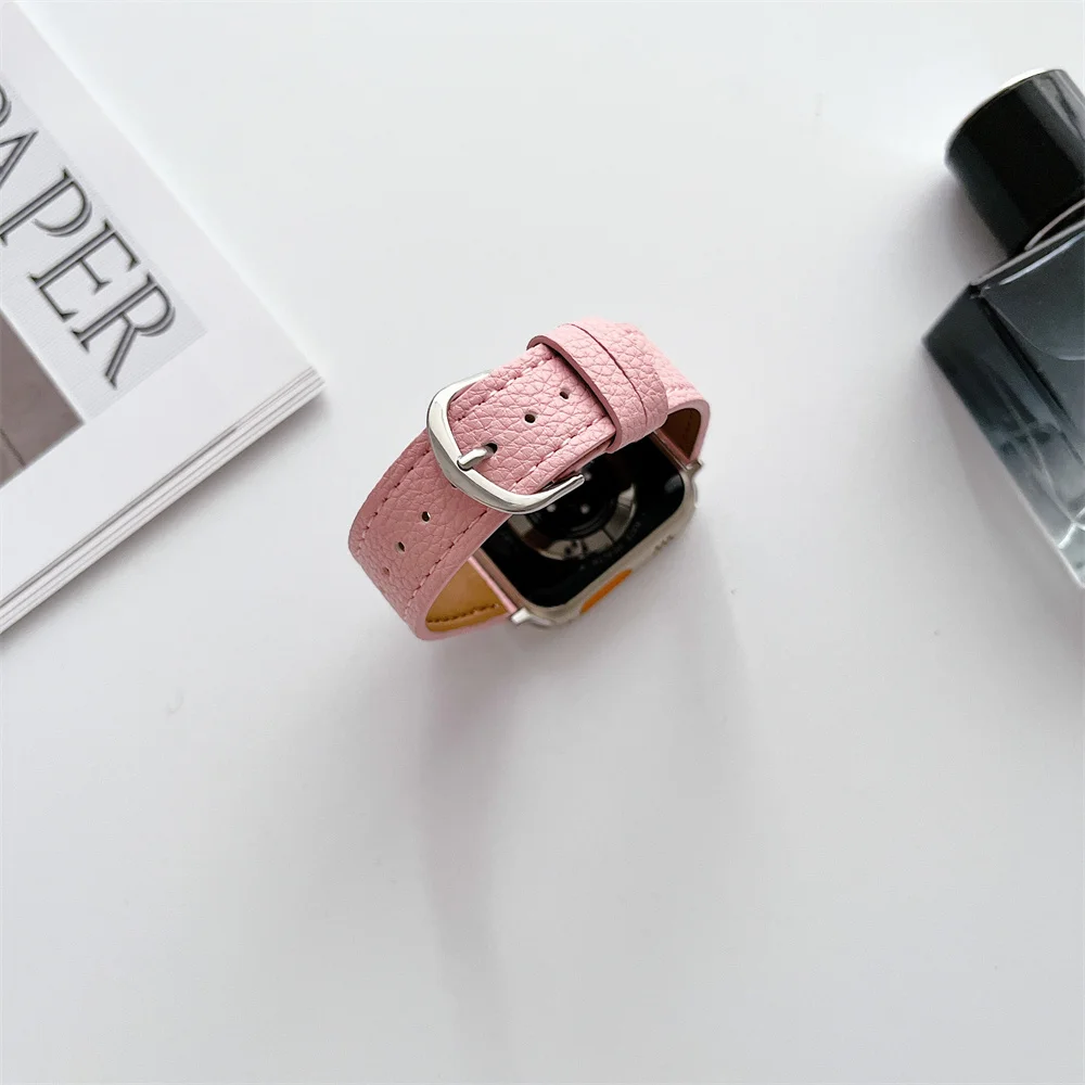 Correa de cuero genuino para Apple Watch, correa de 42MM, 38MM, 44MM, 40MM, 41MM, 45MM, 49 para iWatch 8, 7, 6, SE, 5, 4, 3